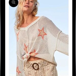 Pol knit orange star oversize sweater NWOT